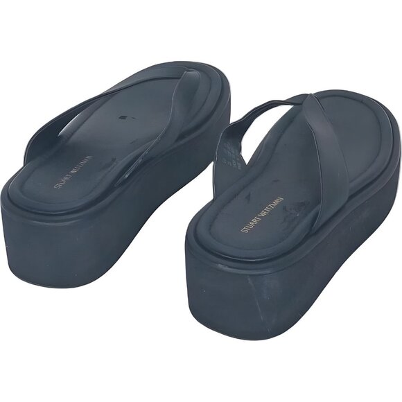Stuart Weitzman Contempo Black Thong Flatform Sandal for Women Size 5.5B - Picture 3 of 6